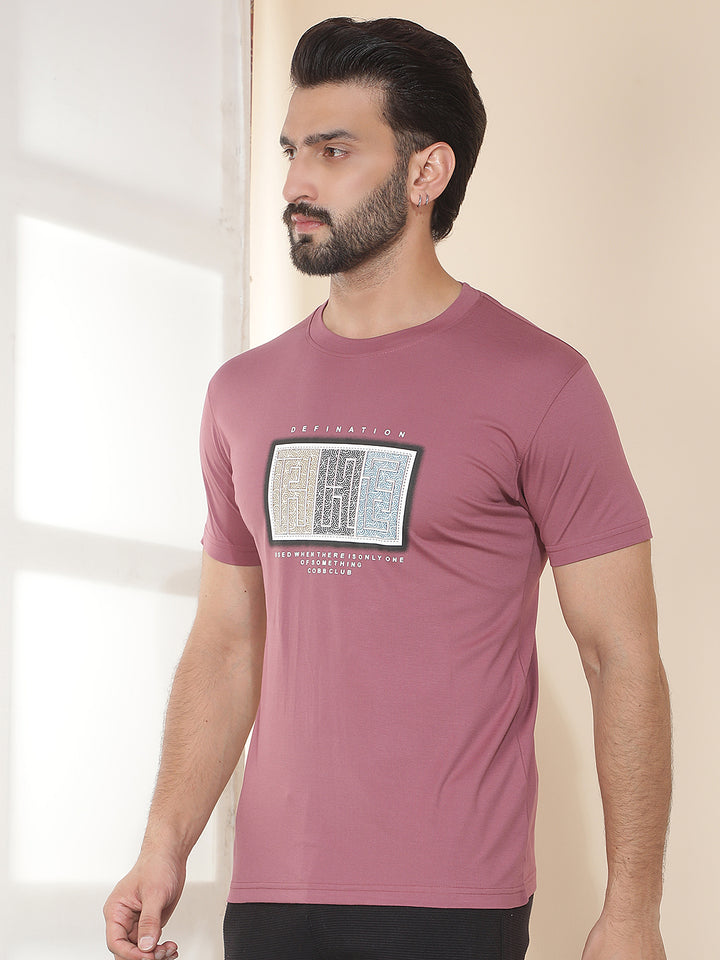 cobb purple printed round neck t-shirt