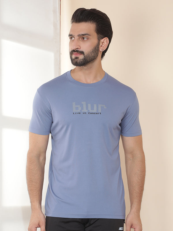 cobb blue printed round neck t-shirt