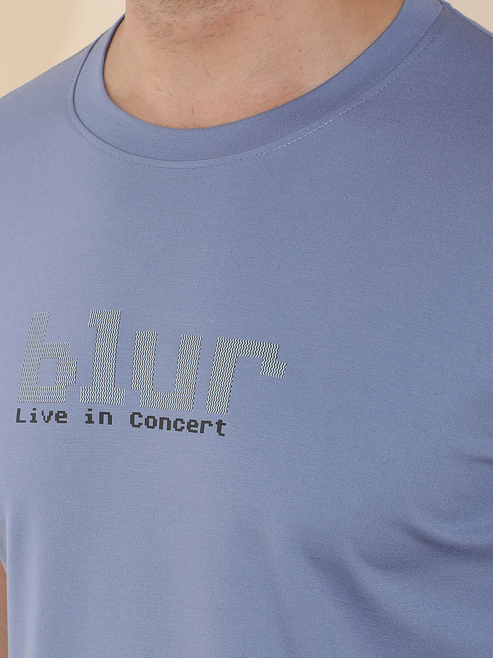 COBB BLUE PRINTED ROUND NECK T-SHIRT