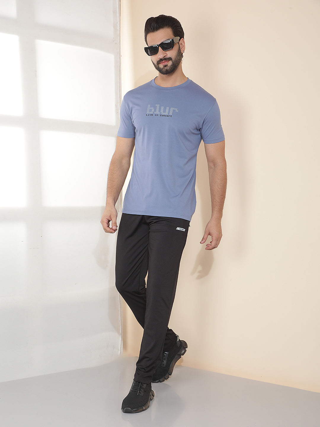 COBB BLUE PRINTED ROUND NECK T-SHIRT