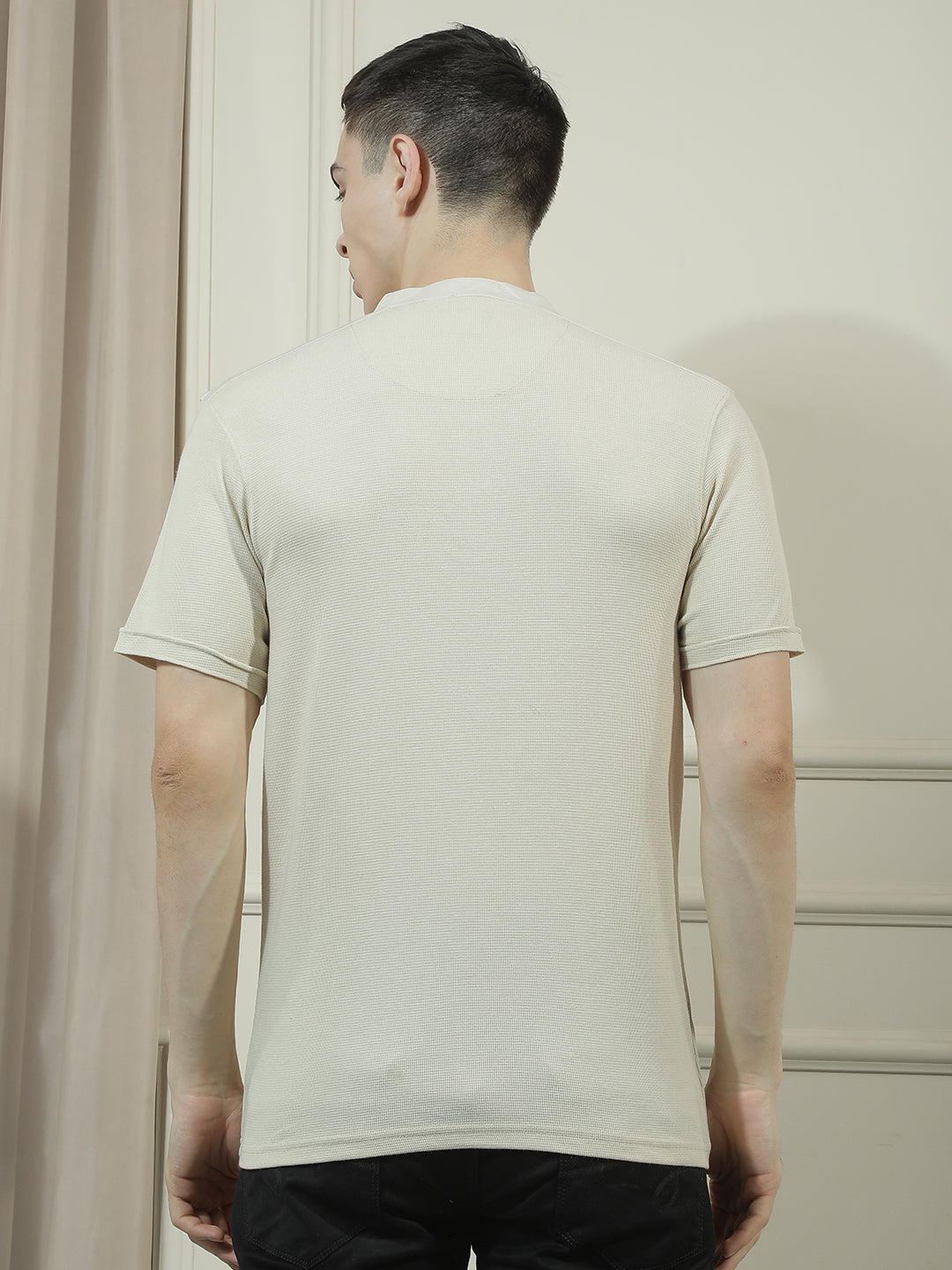 cobb off white solid round neck t-shirt