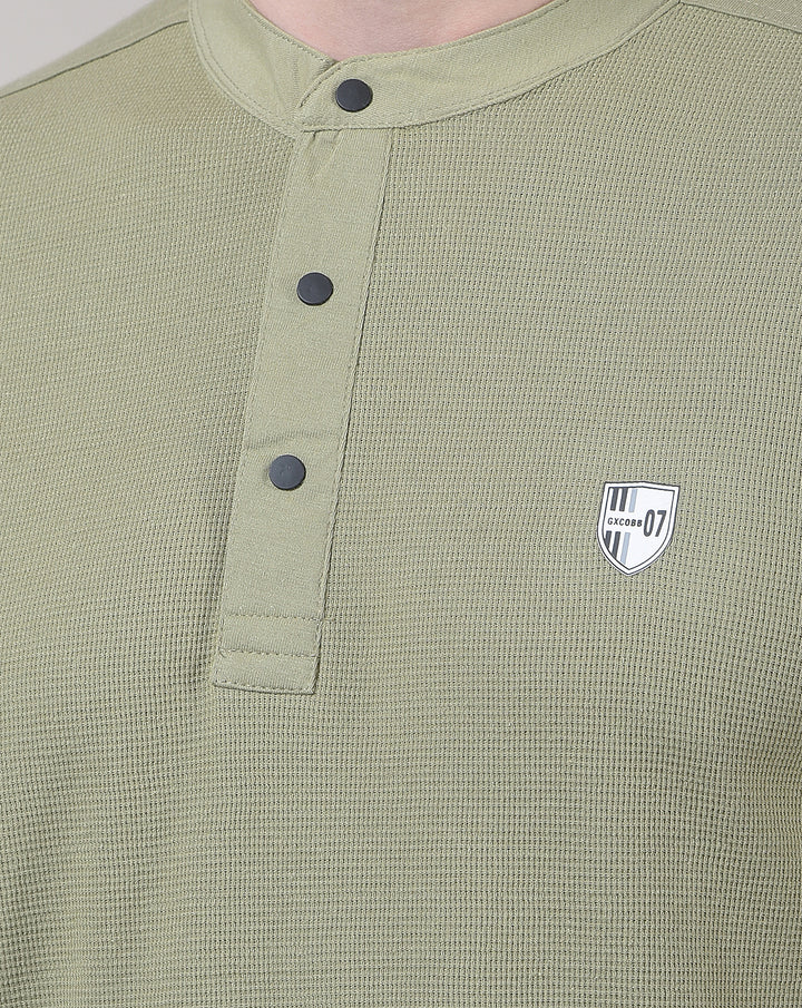 COBB PISTA GREEN STRIPED ROUND NECK T-SHIRT