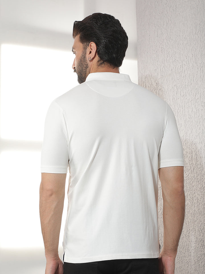 cobb white striped polo neck t-shirt
