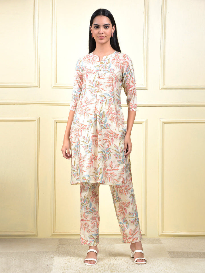 miss forever cream kurti with plazo
