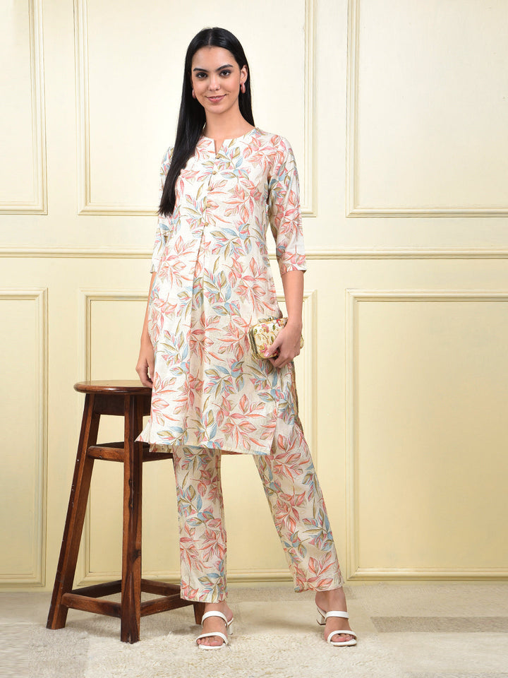 MISS FOREVER CREAM KURTI WITH PLAZO