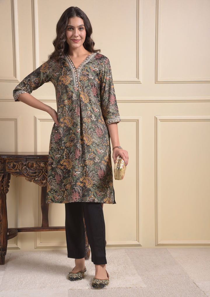 miss forever olive kurti with plazo
