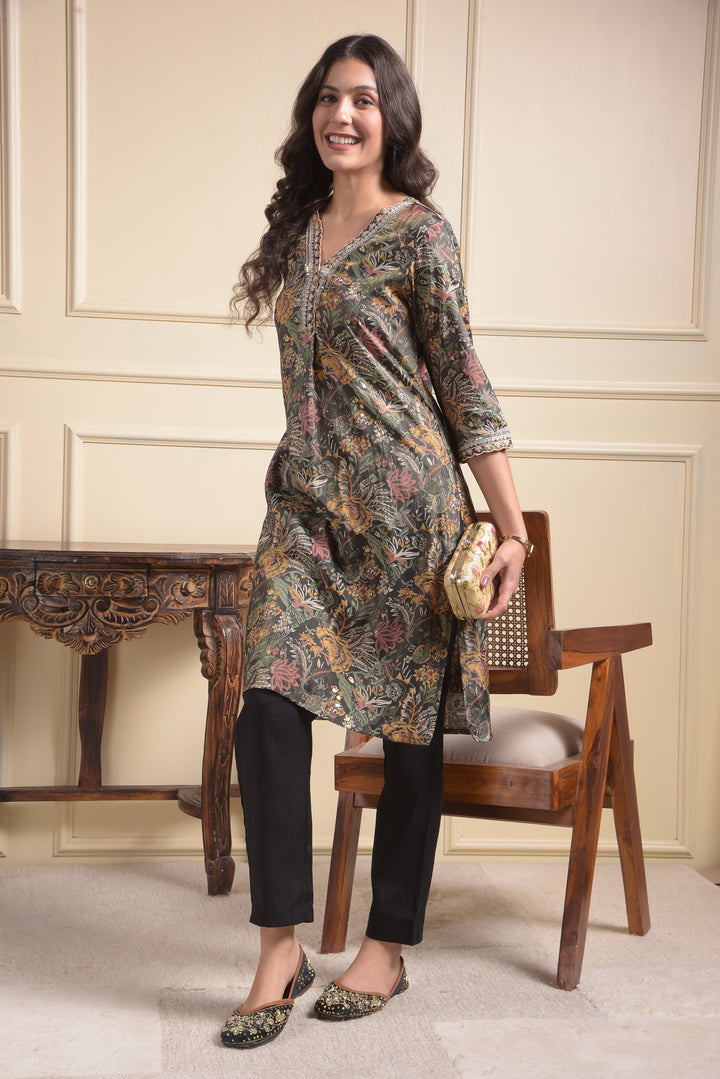 miss forever olive kurti with plazo
