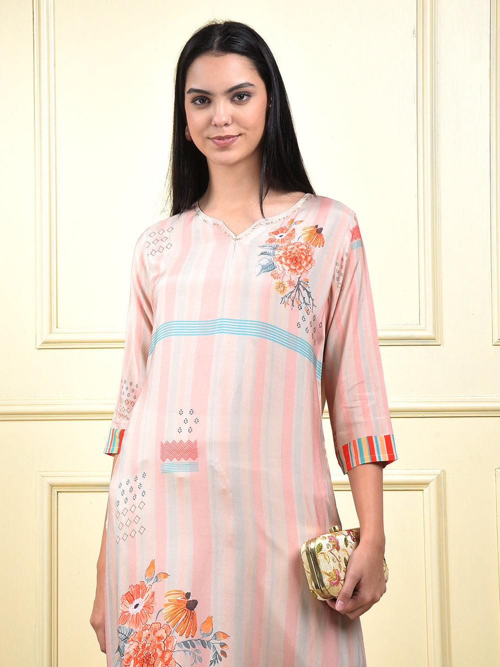 miss forever peach kurti with plazo