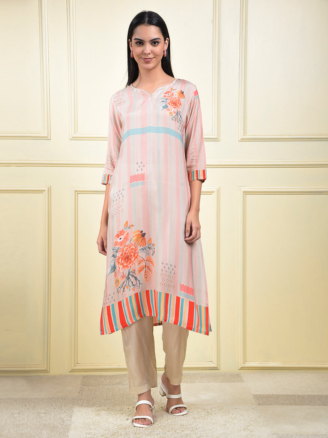 miss forever peach kurti with plazo