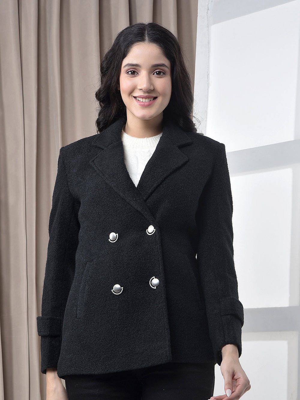 miss forever solid black premium blazer