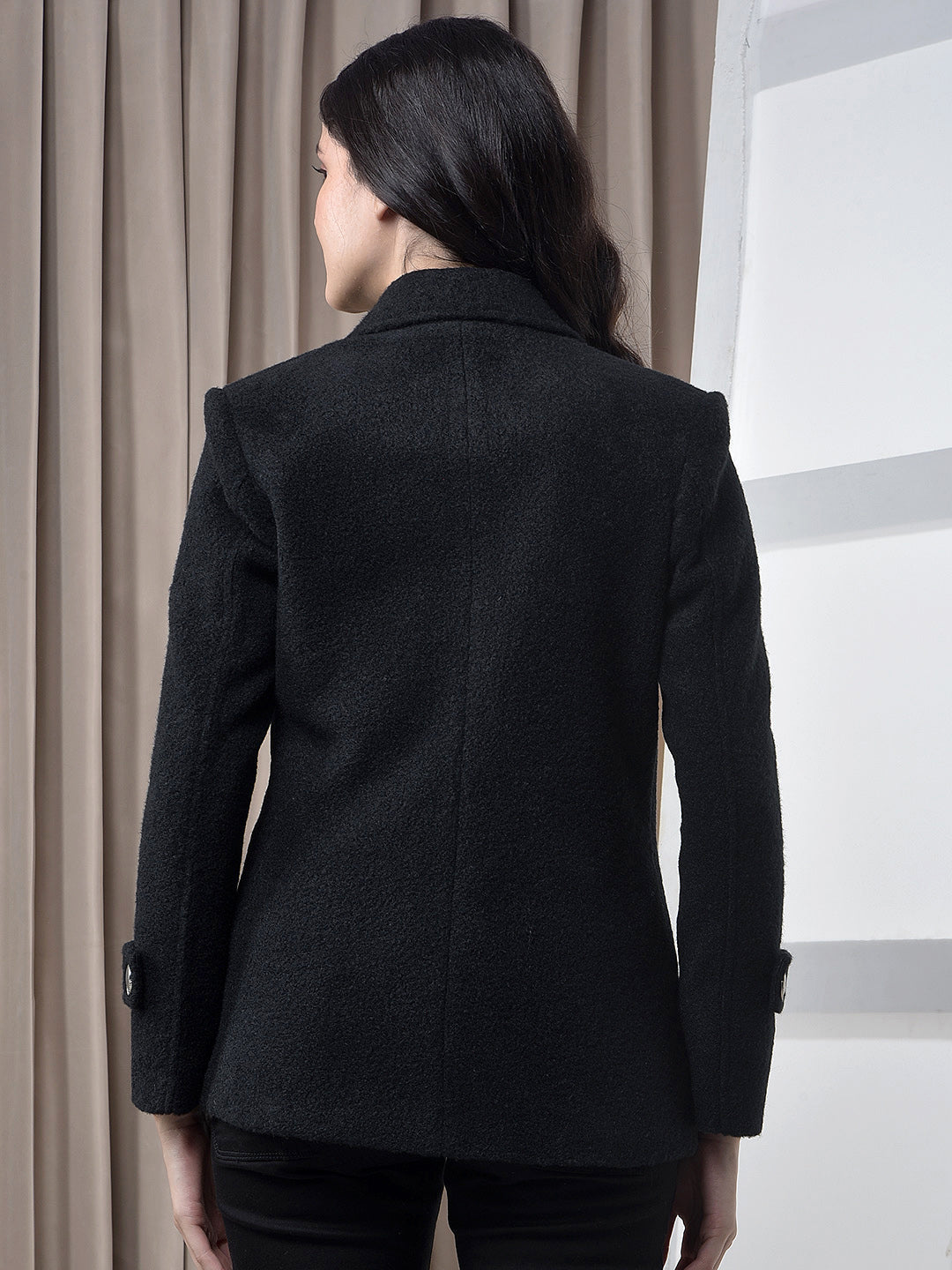 miss forever solid black premium blazer