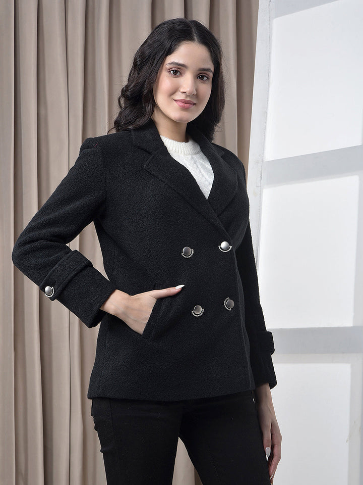 miss forever solid black premium blazer