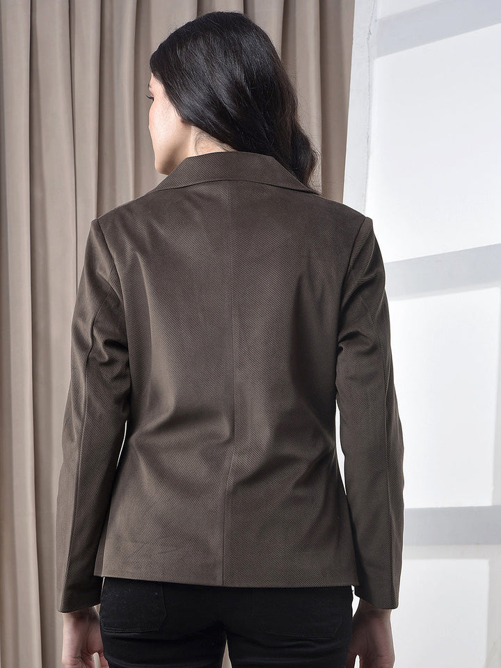 miss forever dark brown striped premium blazer