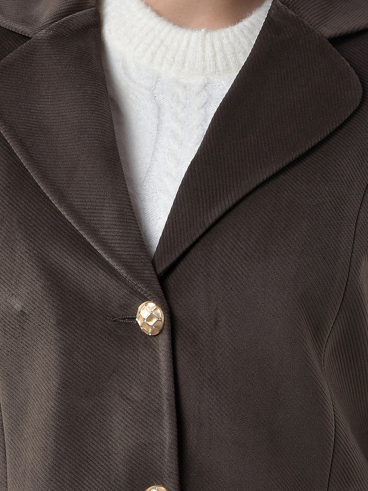 MISS FOREVER DARK BROWN STRIPED PREMIUM BLAZER