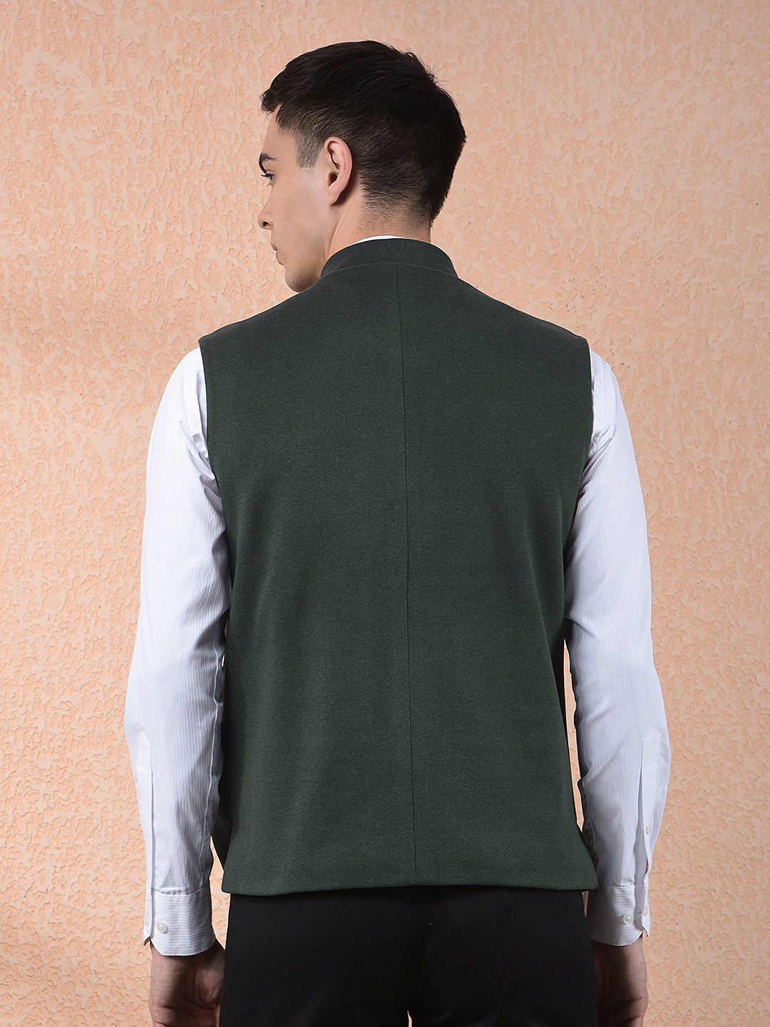 COBB SOLID BOTTLE GREEN BAND COLLAR WAIST COAT