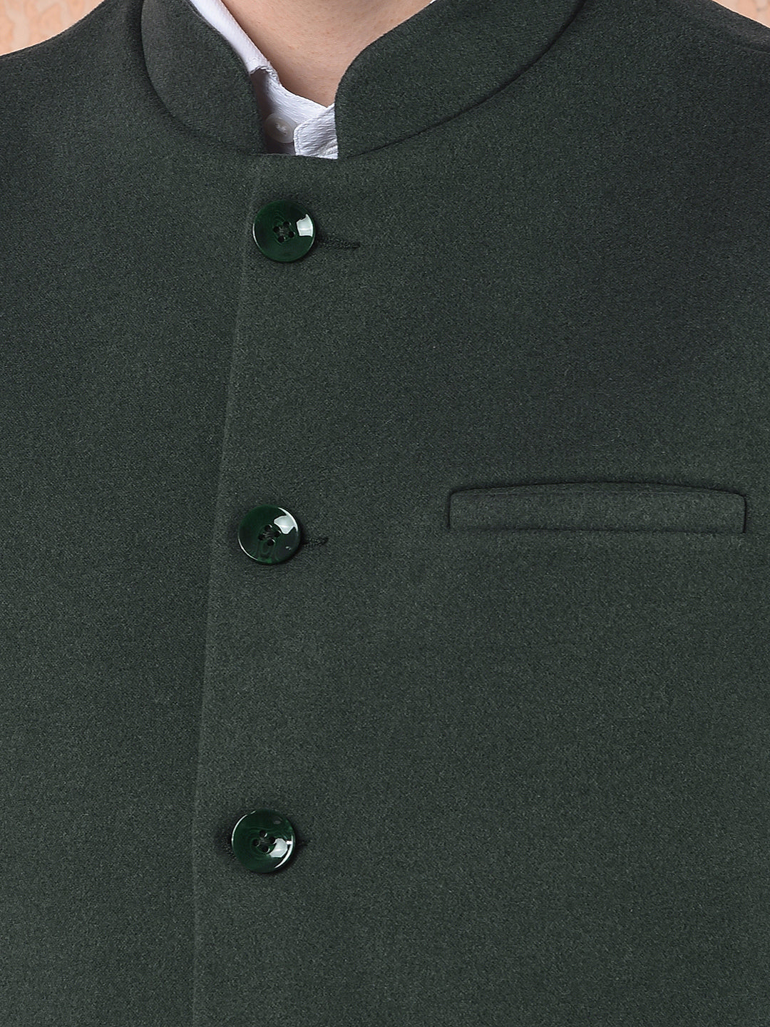 COBB SOLID BOTTLE GREEN BAND COLLAR WAIST COAT
