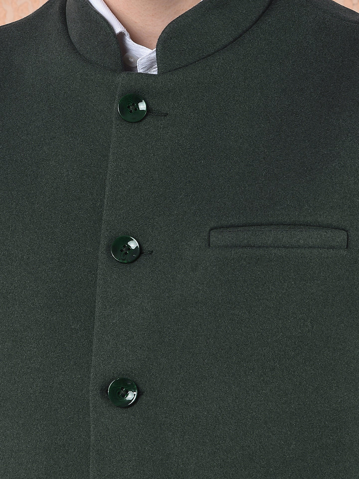 COBB SOLID BOTTLE GREEN BAND COLLAR WAIST COAT