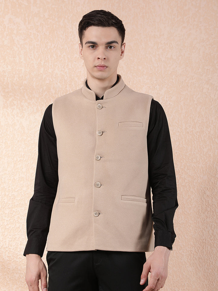 COBB SOLID CAMEL BAND COLLAR WAIST COAT
