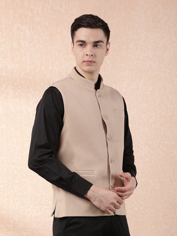 COBB SOLID CAMEL BAND COLLAR WAIST COAT