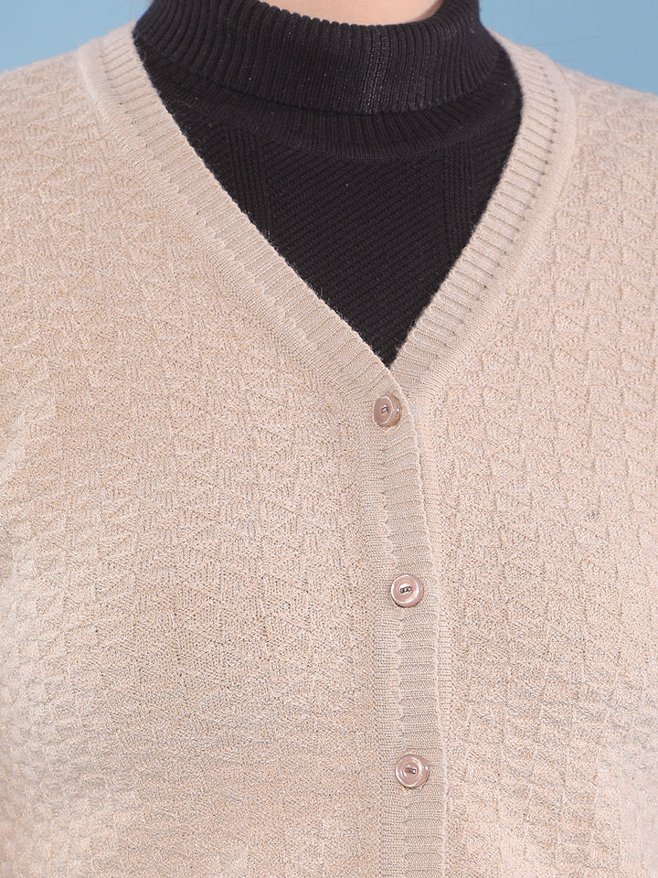 Camel Self-Design Cardigan