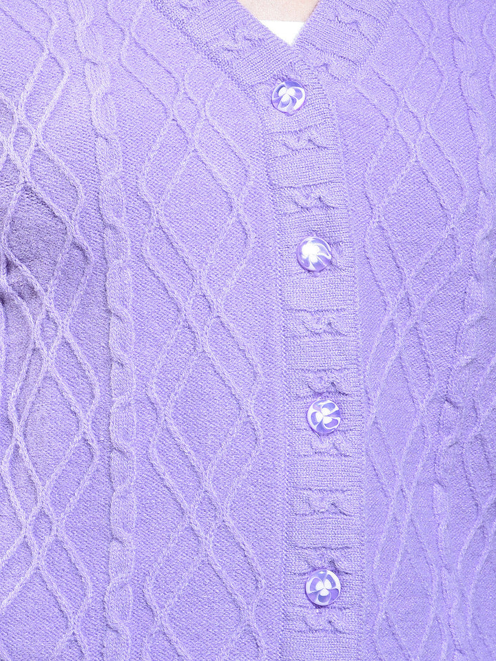 miss forever lavender self-design sweater