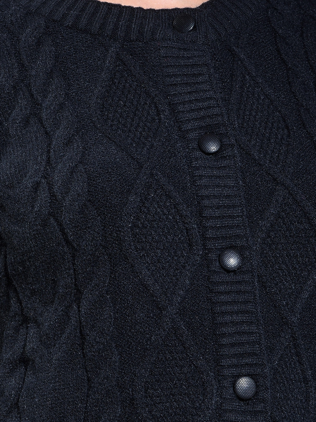 miss forever black self-design sweater