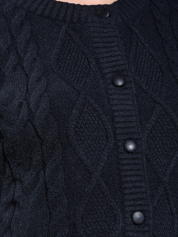 miss forever black self-design sweater