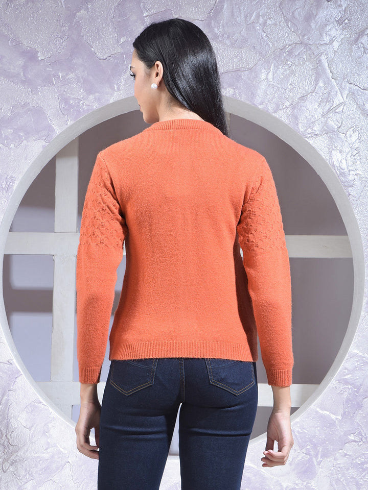 miss forever rust self-design sweater