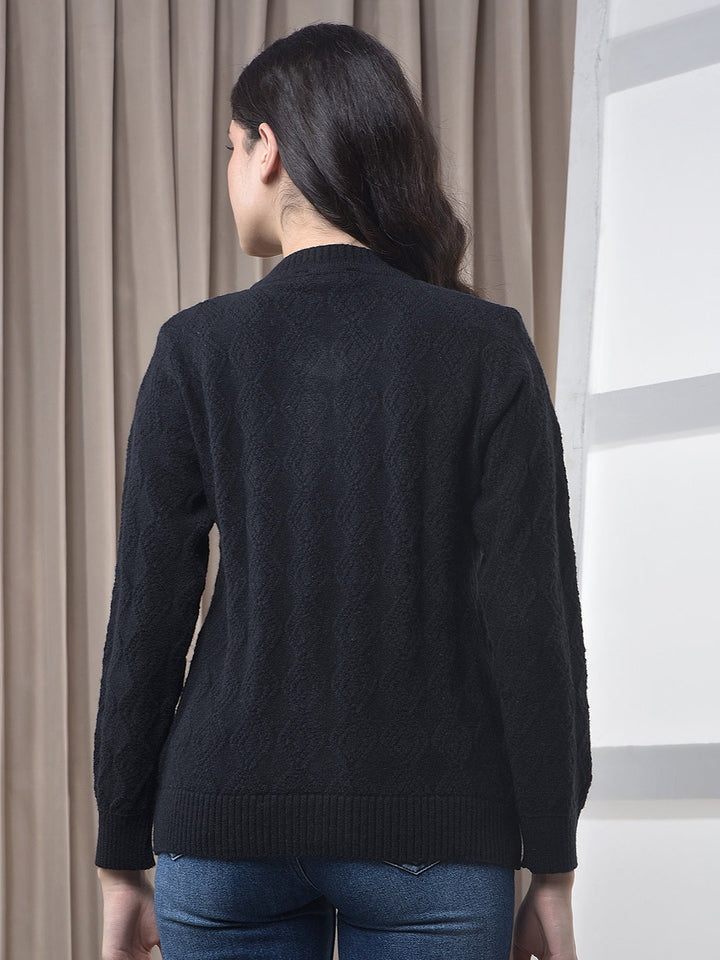 miss forever black self-design cardigan