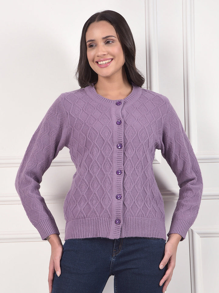 miss forever mauve self-design sweater