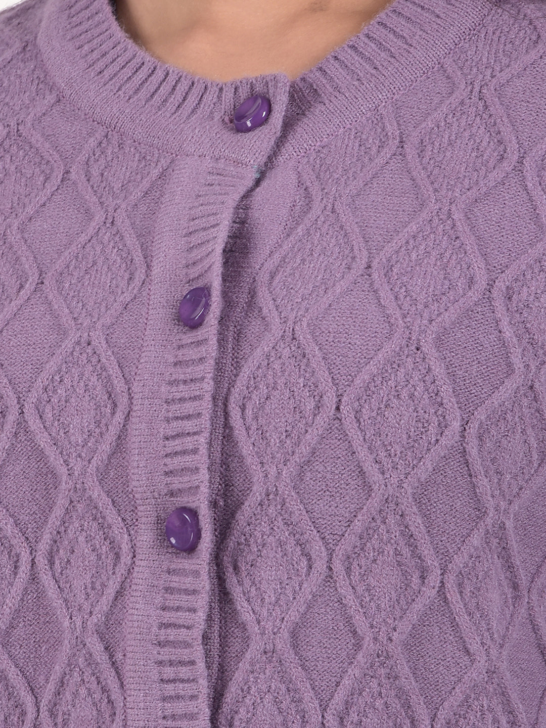 miss forever mauve self-design sweater