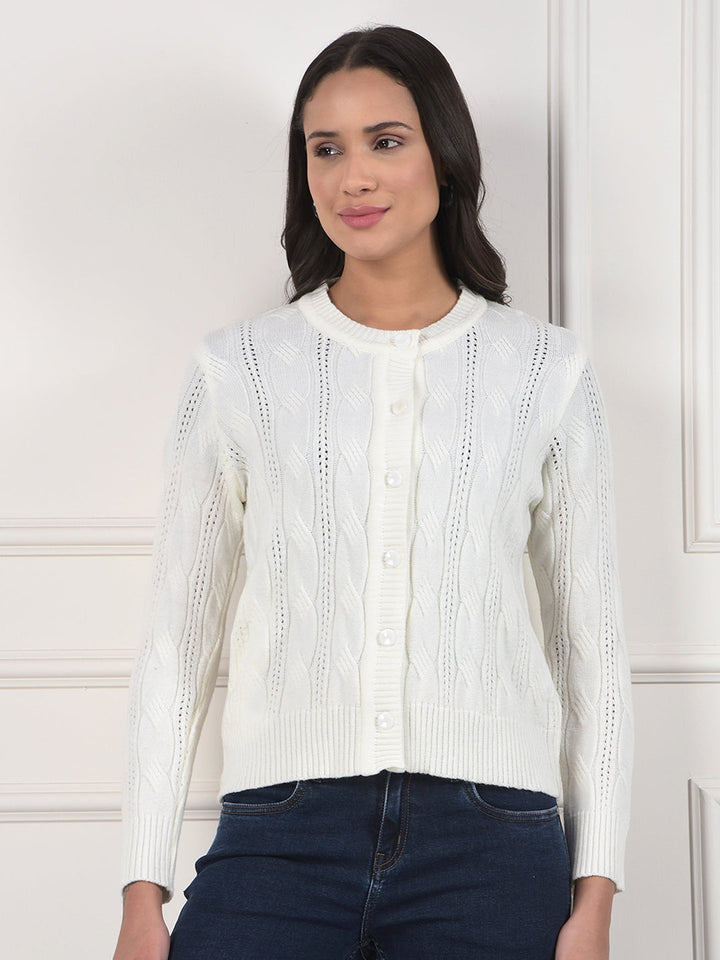 miss forever off white self-design sweater