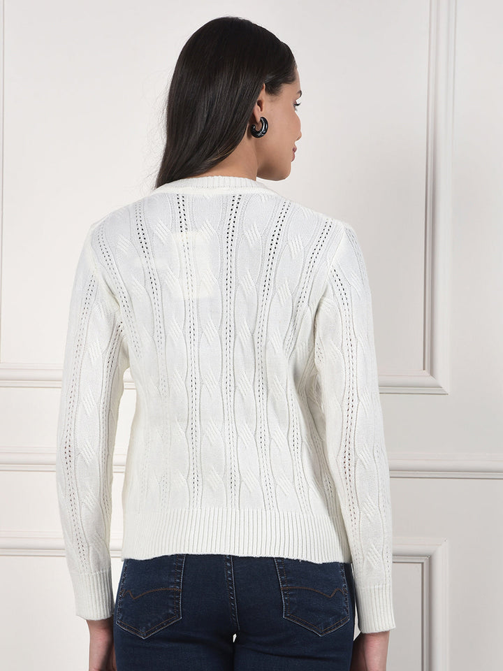 miss forever off white self-design sweater