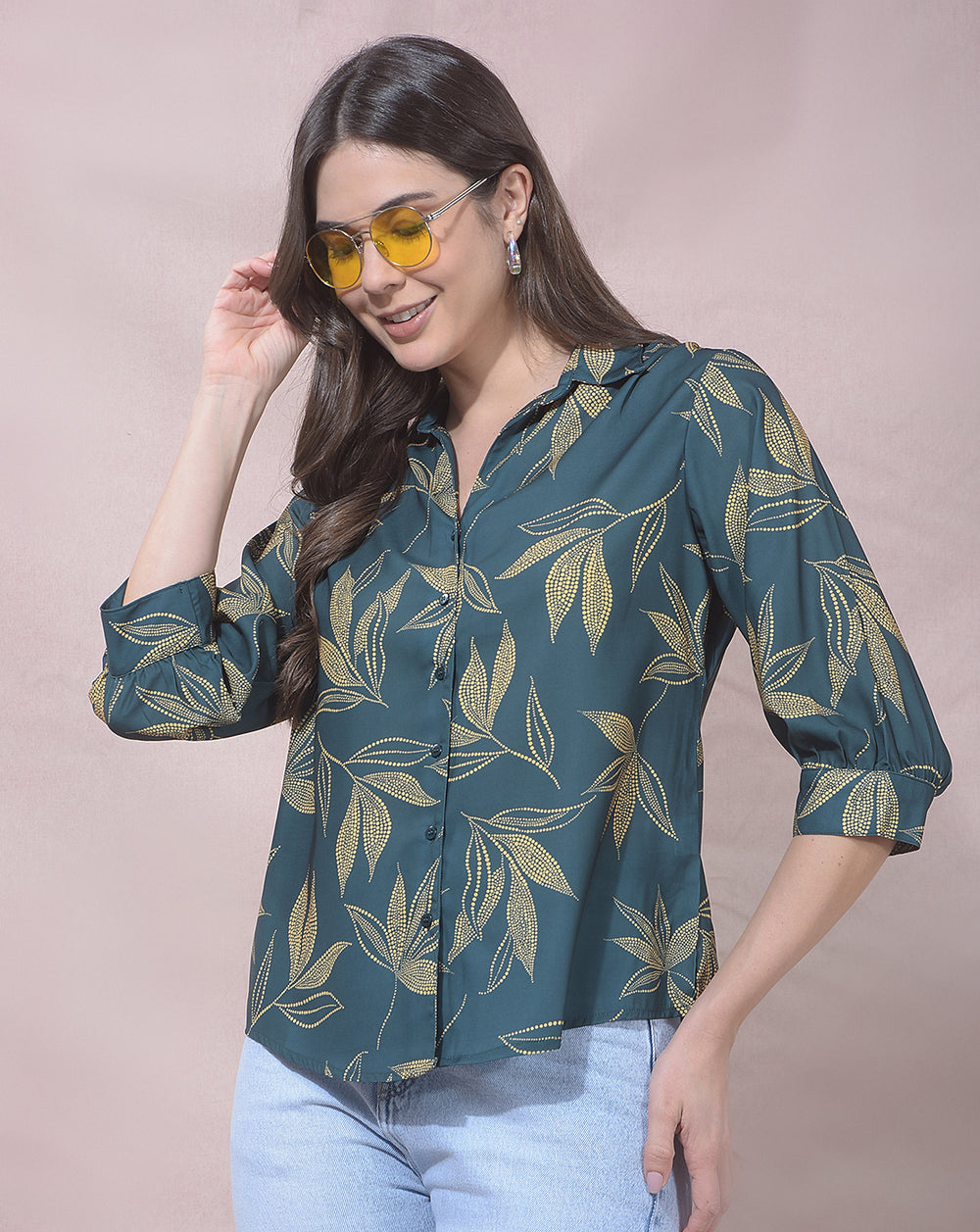 miss forever black printed casual shirt