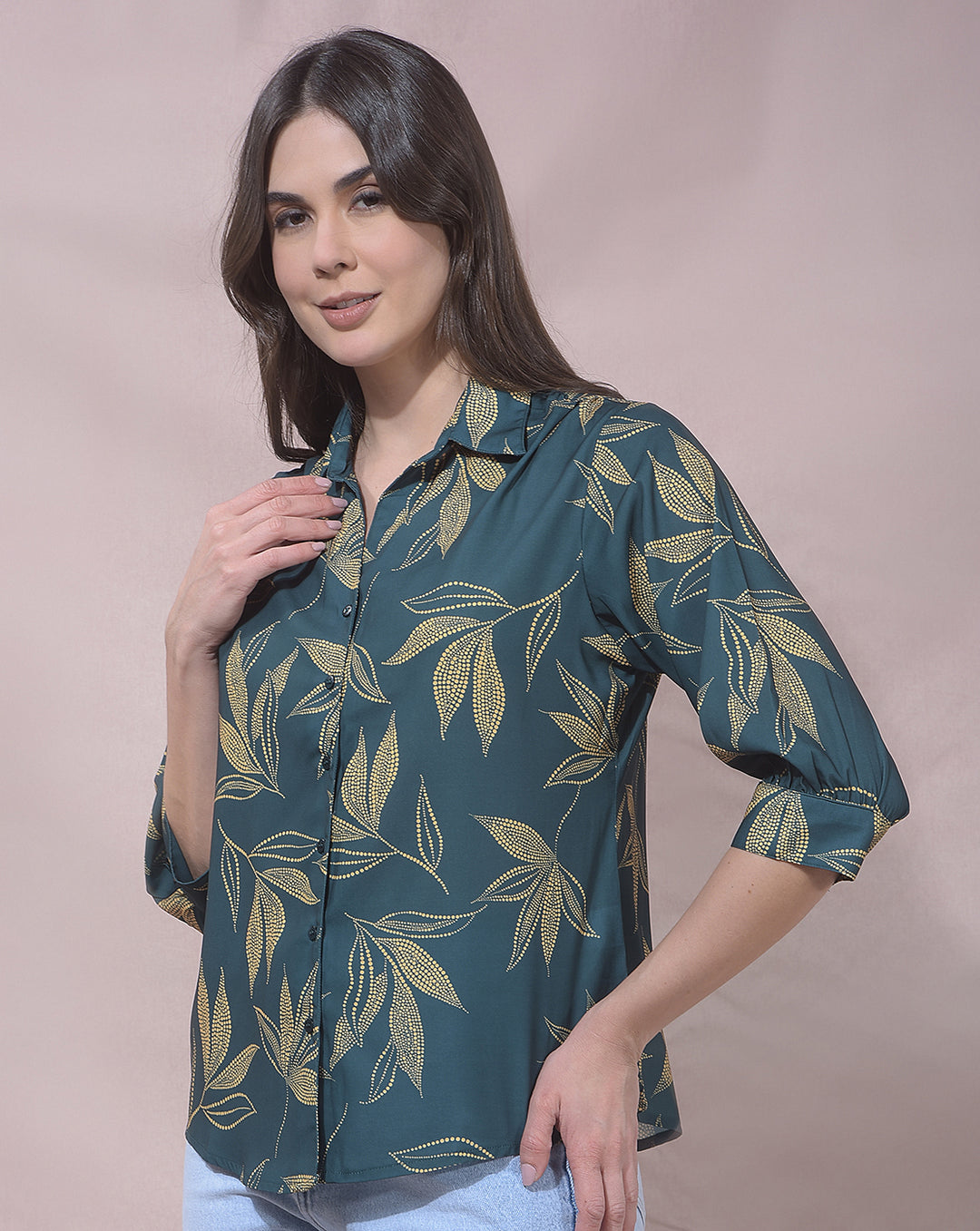 miss forever black printed casual shirt