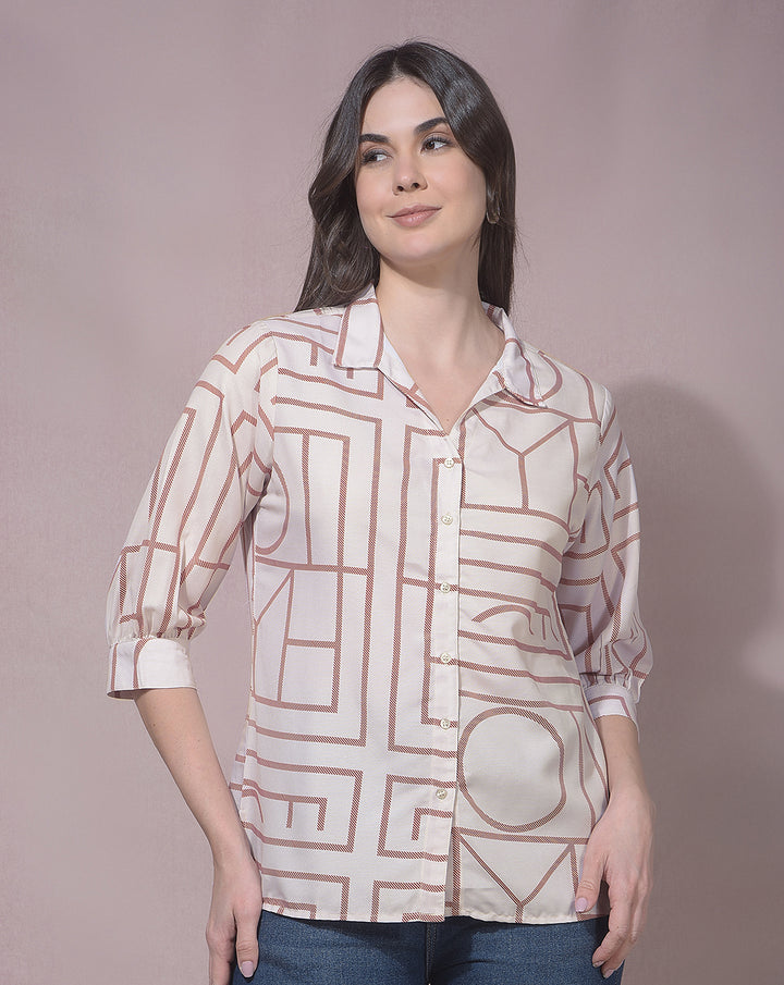 miss forever off white printed casual shirt