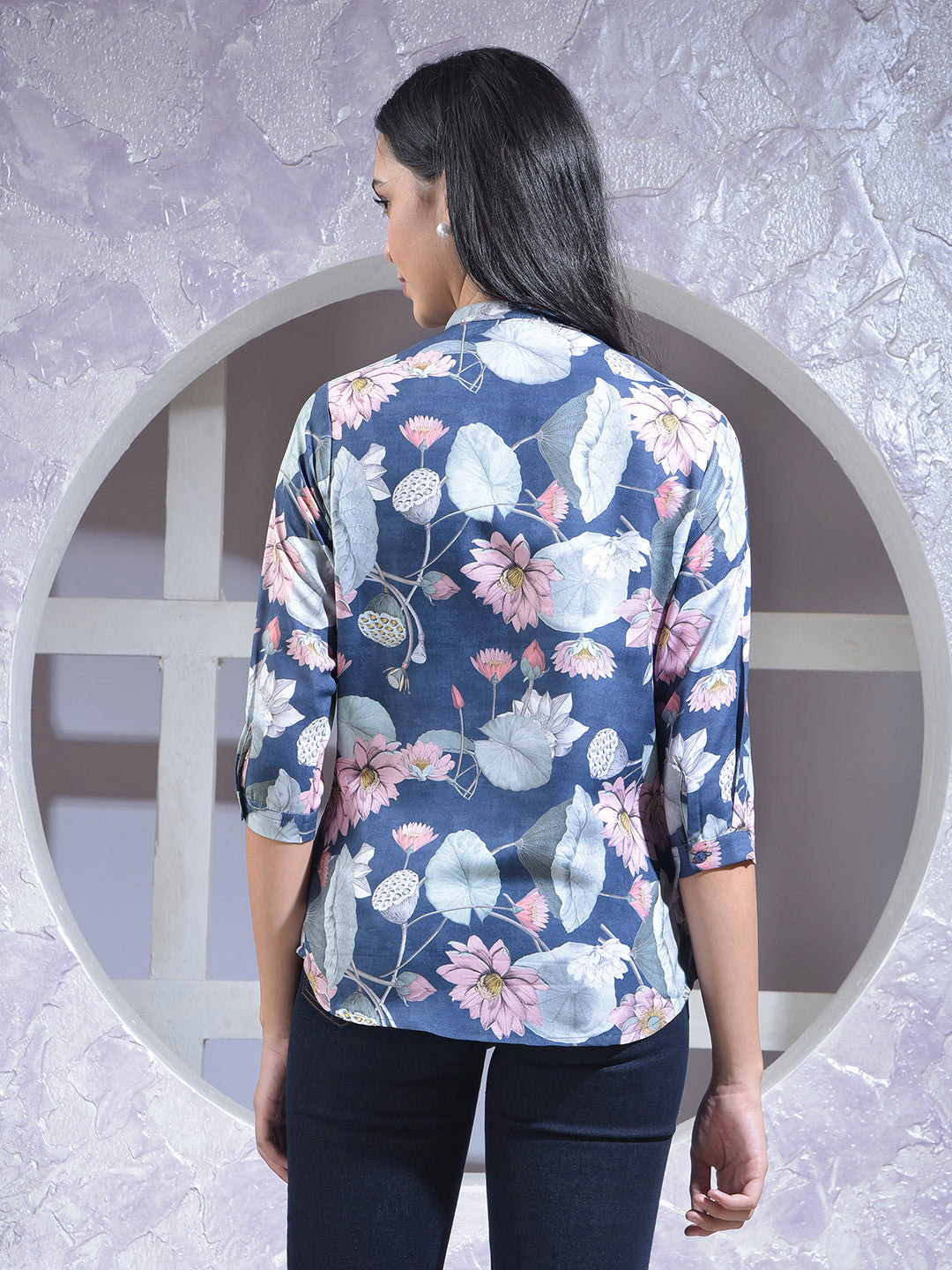 miss forever denim blue casual shirt