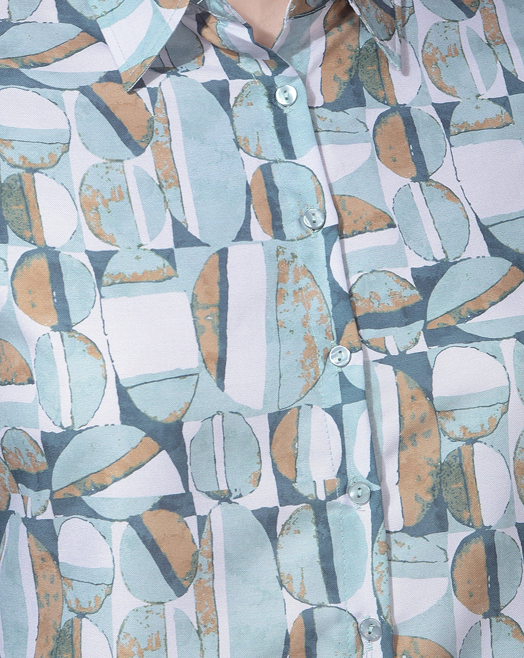 miss forever light green printed casual shirt