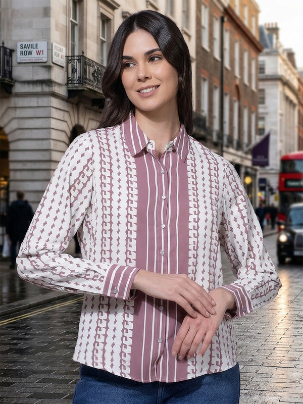 miss forever pink printed casual shirt