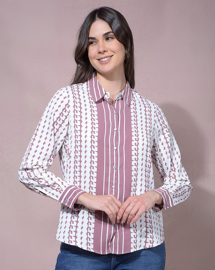 miss forever pink printed casual shirt