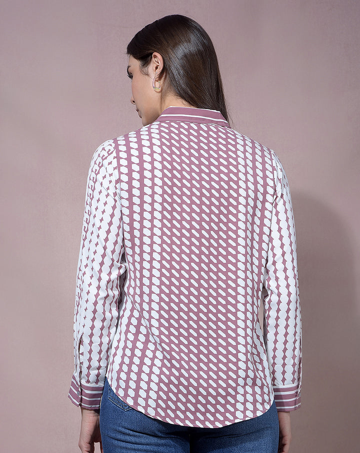 miss forever pink printed casual shirt