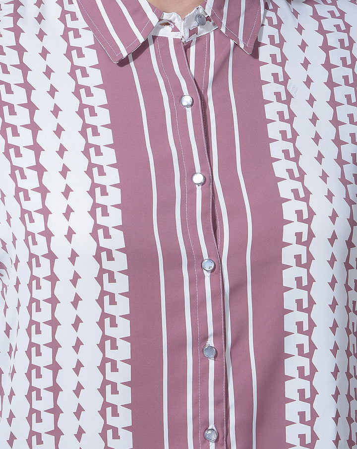 miss forever pink printed casual shirt
