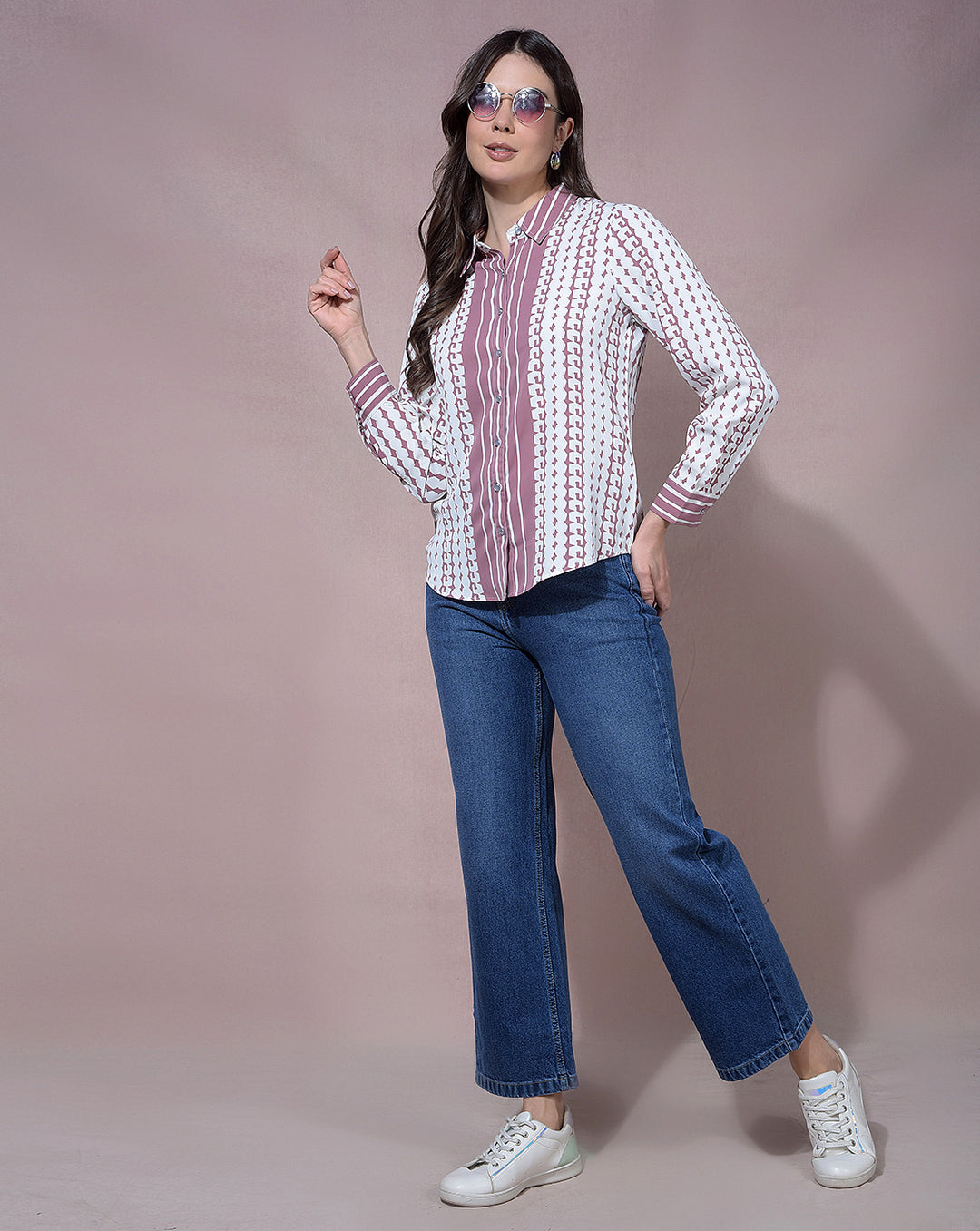 MISS FOREVER PINK PRINTED CASUAL SHIRT