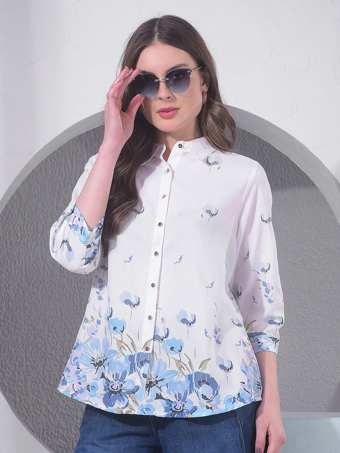 miss forever off white printed casual shirt