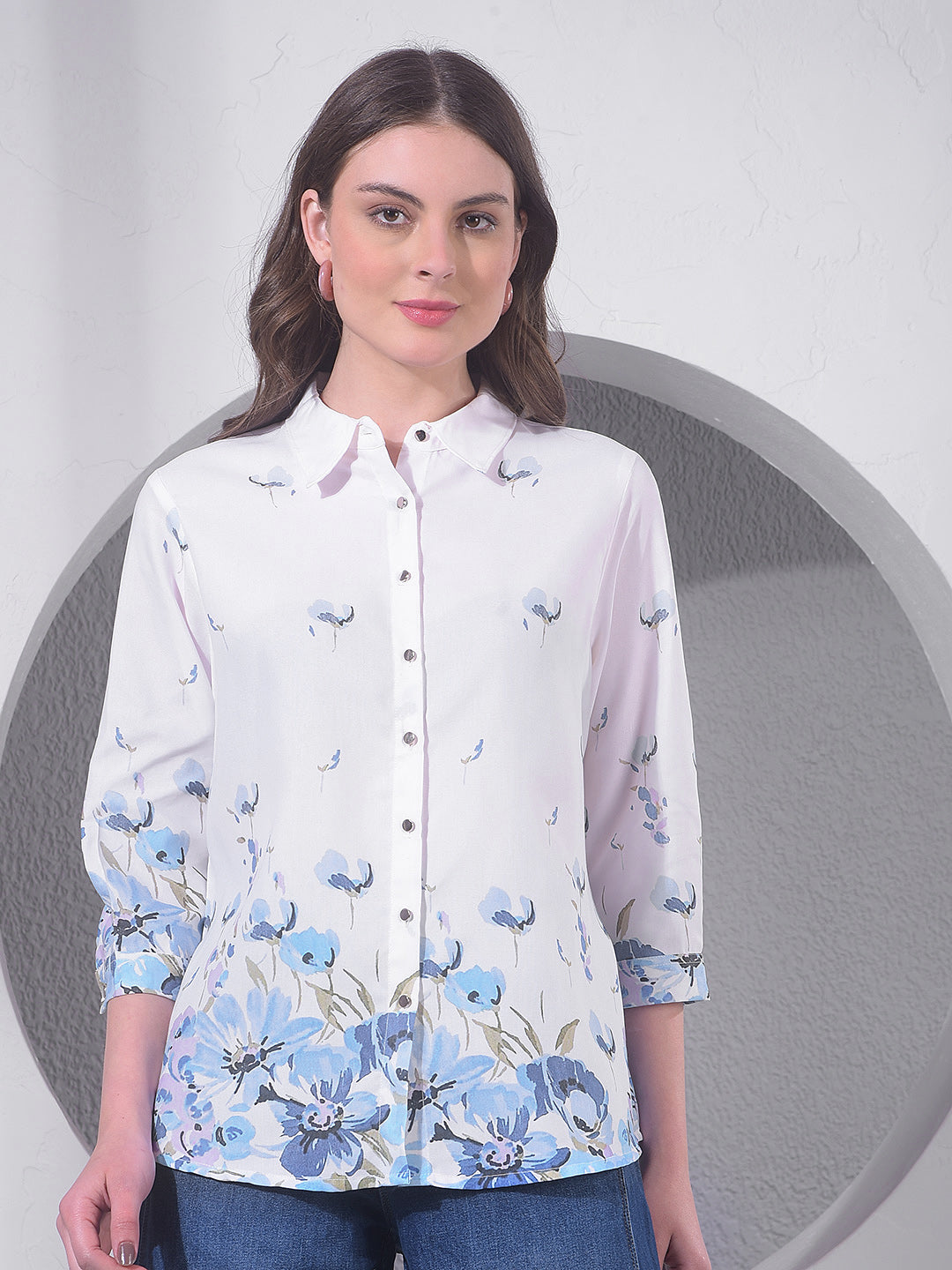 miss forever off white printed casual shirt