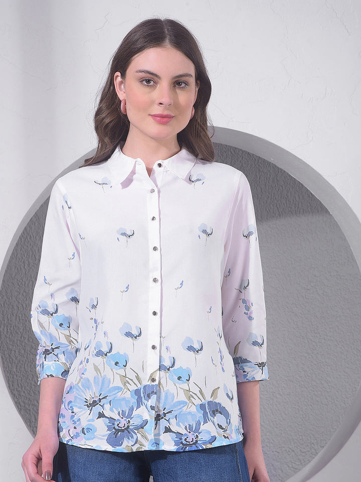 miss forever off white printed casual shirt