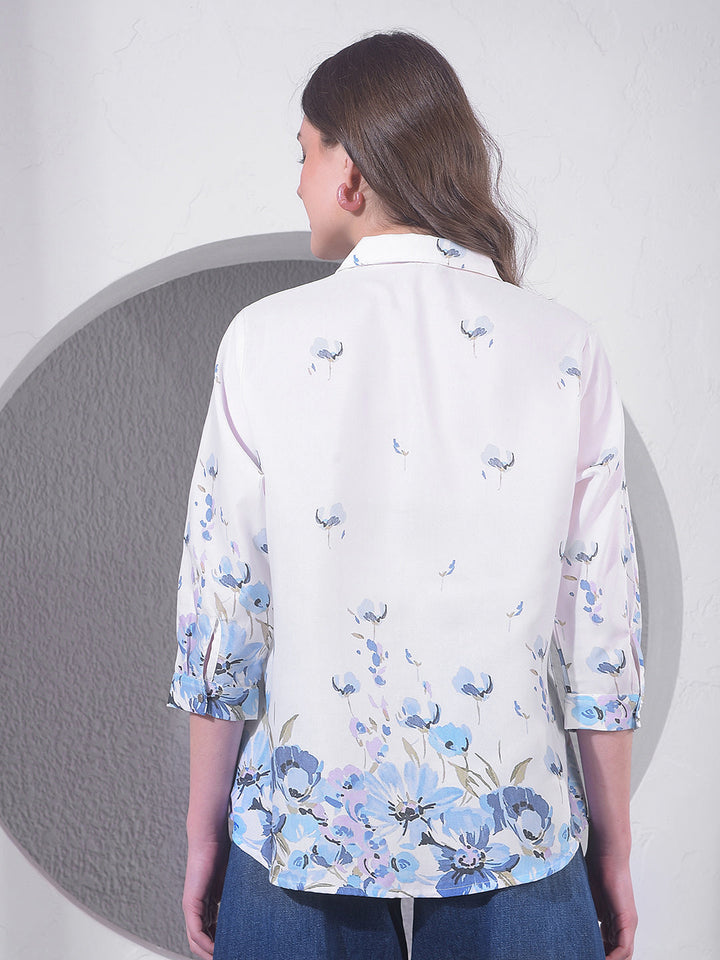 miss forever off white printed casual shirt