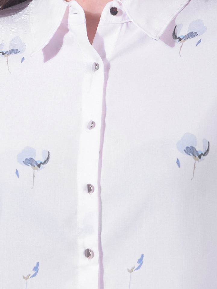 MISS FOREVER OFF WHITE PRINTED CASUAL SHIRT