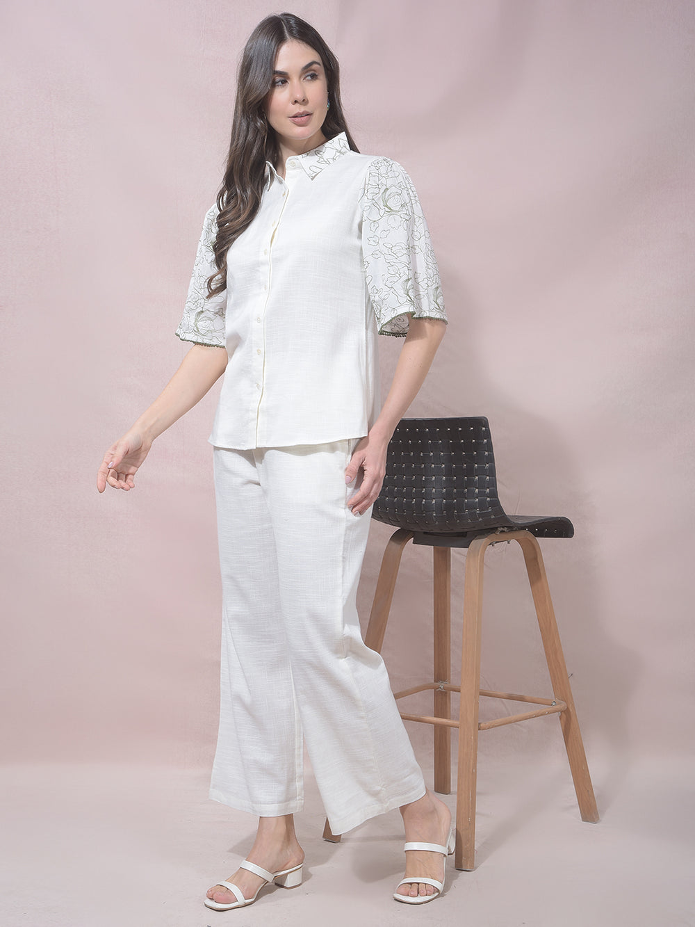 miss forever cream solid summer co-ord set