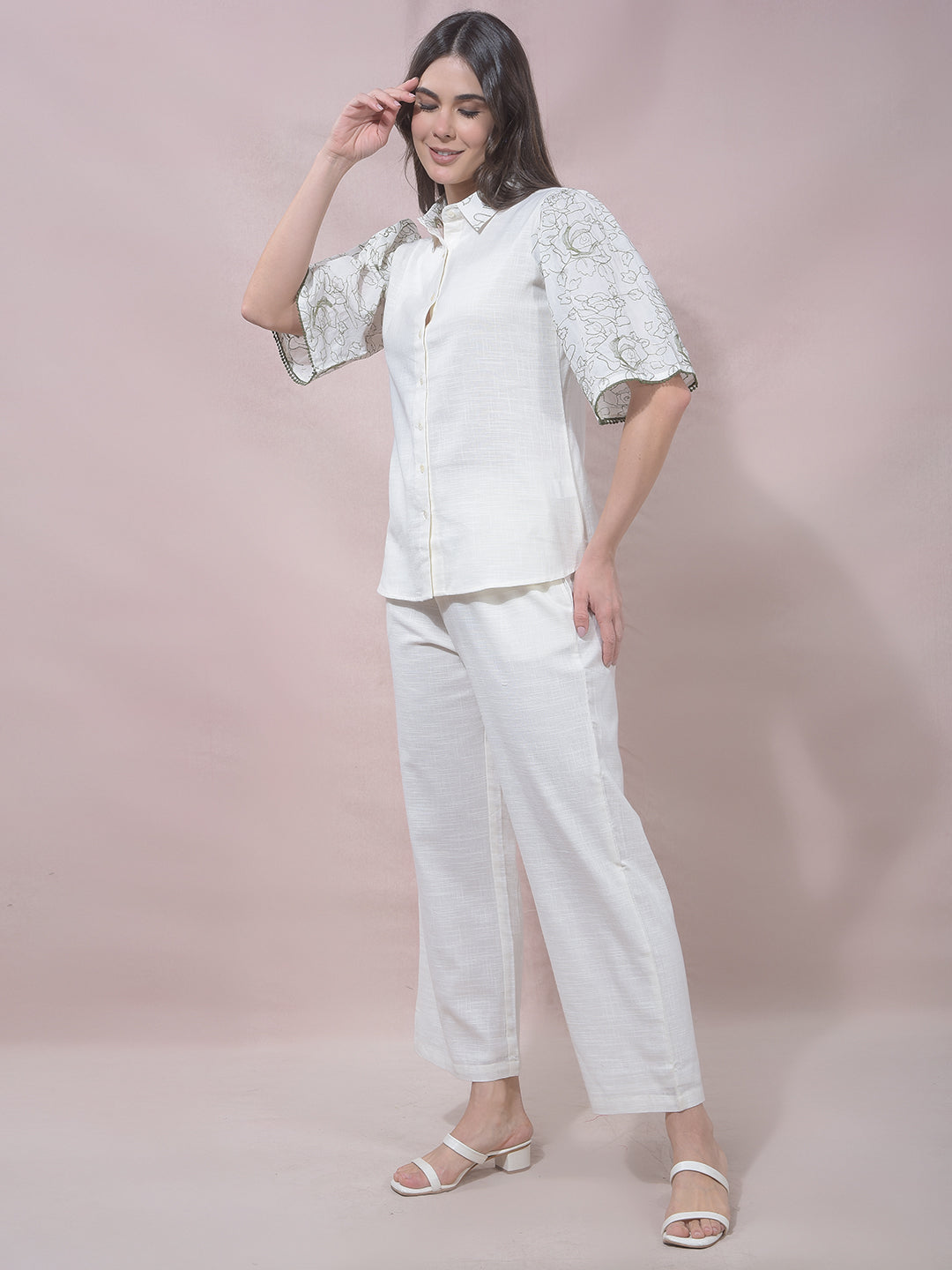 miss forever cream solid summer co-ord set